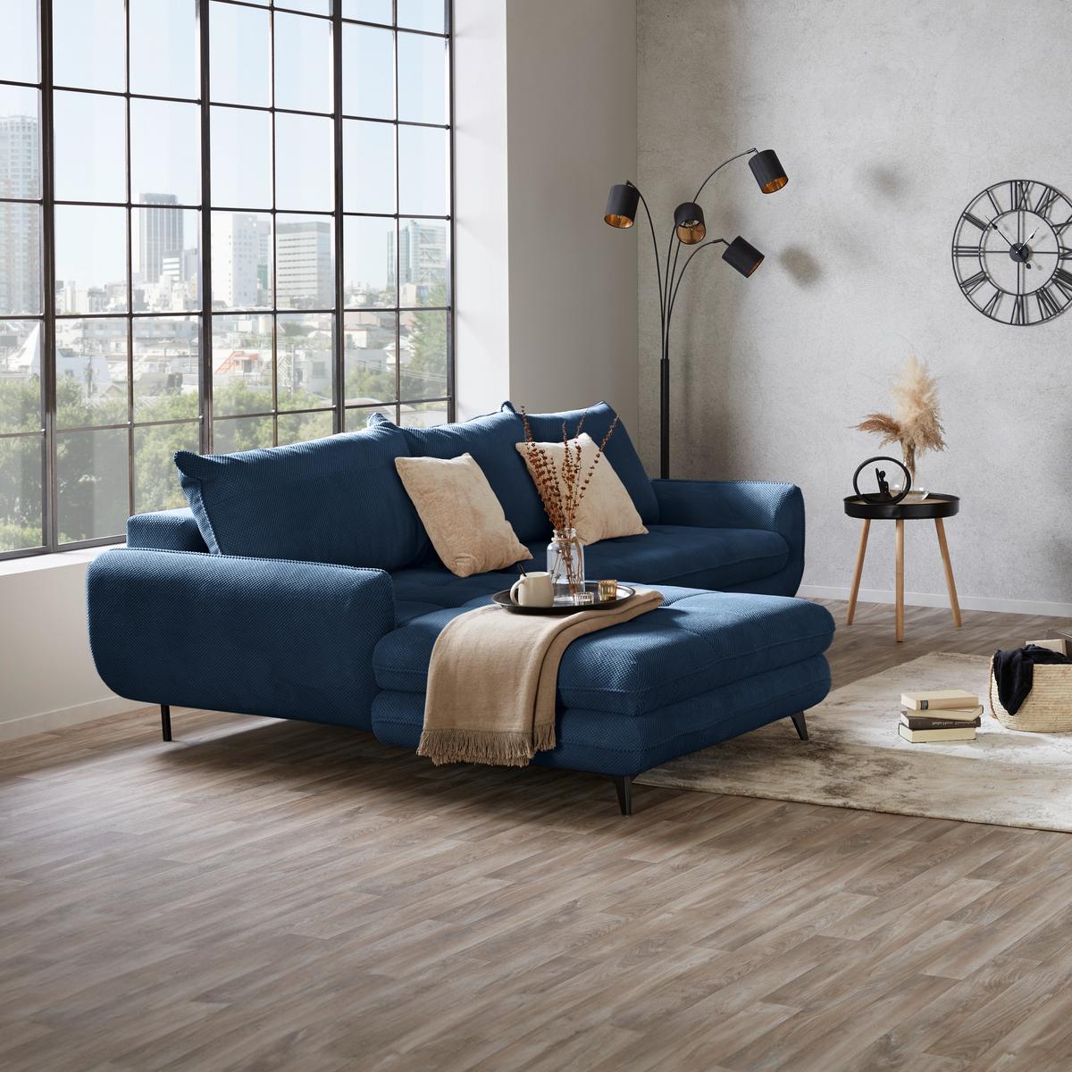 Coltar WAVE - albastru închis, Modern, textil (189/266cm) - Modern Living