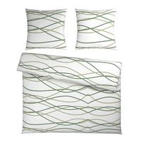 Bettwäsche Welle XL Weiß/Hellgrün ca. 200x200cm - Weiß/Hellgrün, MODERN, Textil (200/200cm) - Mömax