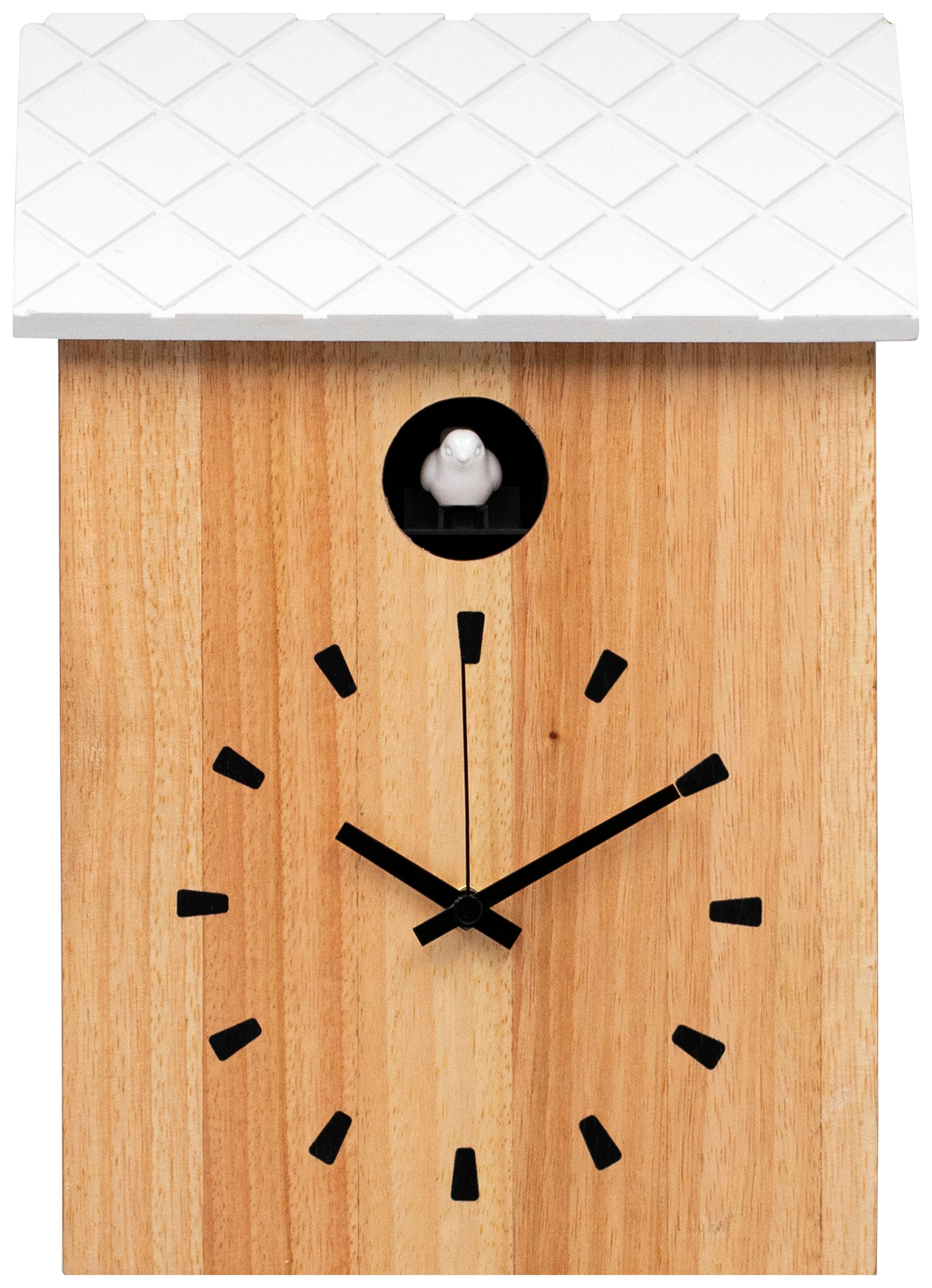 Wanduhr Kukuk Natur/Weiß - Naturfarben/Weiß, MODERN, Holz/Holzwerkstoff (22/38/7,5cm) - Mömax