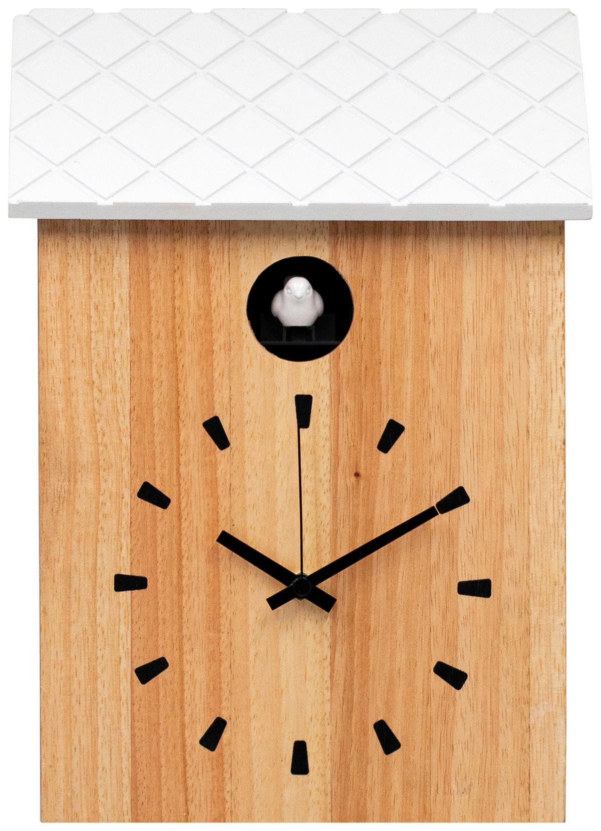 Wanduhr Kukuk Natur/Weiß - Naturfarben/Weiß, MODERN, Holz/Holzwerkstoff (22/38/7,5cm) - Mömax