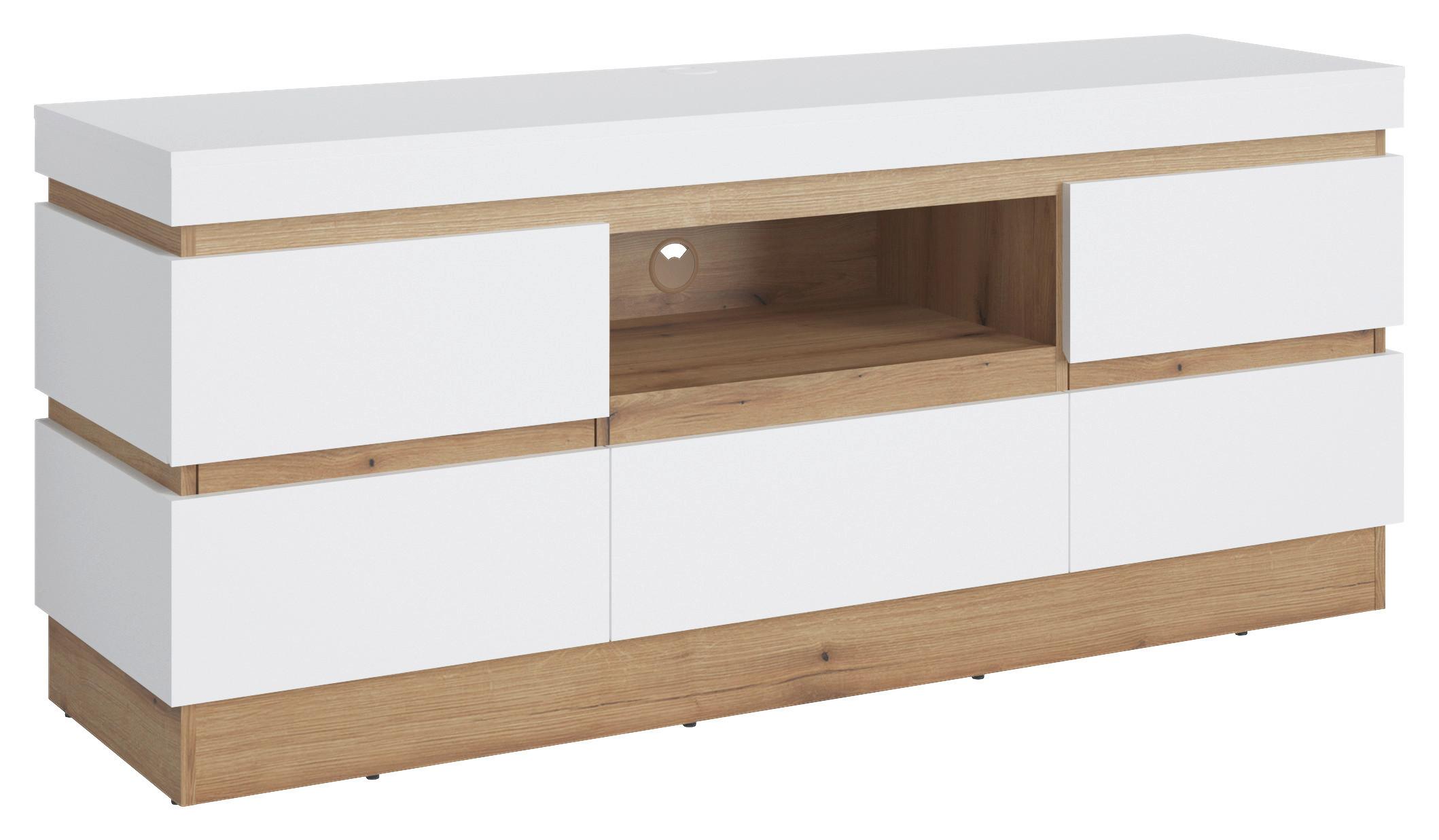 Tv Komoda Calabria - bijela/boje hrasta, Trend, drvni materijal/plastika (160,8/68/45cm) - Modern Living