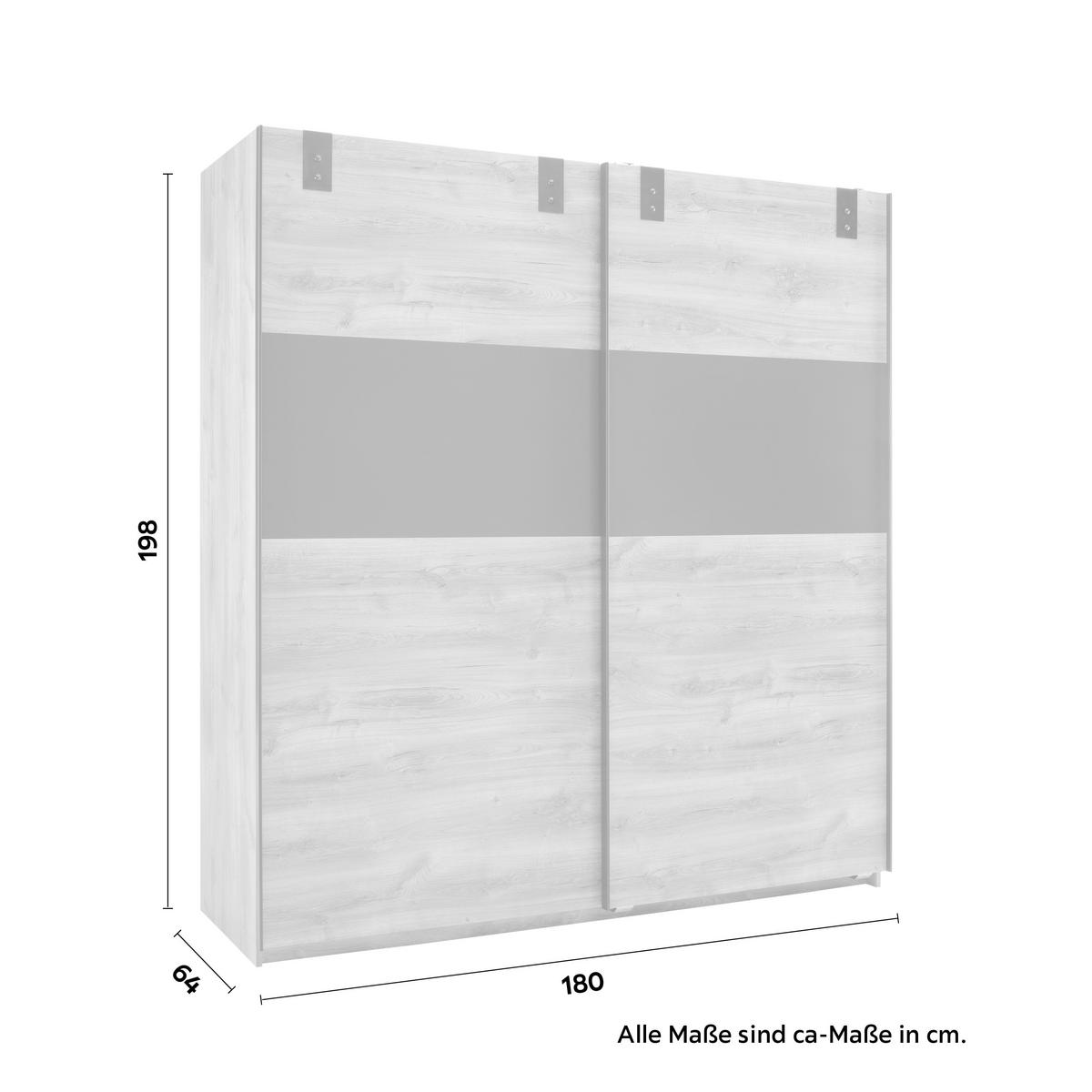 Schwebetürenschrank in Eichefarben - Eichefarben/Graphitfarben, Konventionell, Holzwerkstoff/Metall (180/198/64cm) - Mömax
