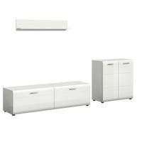 Dnevni Regal Ice, Bela Visok Sijaj, 3-Delni - srebrne barve/črna, Design, umetna masa/leseni material (255/160/41cm) - Livetastic