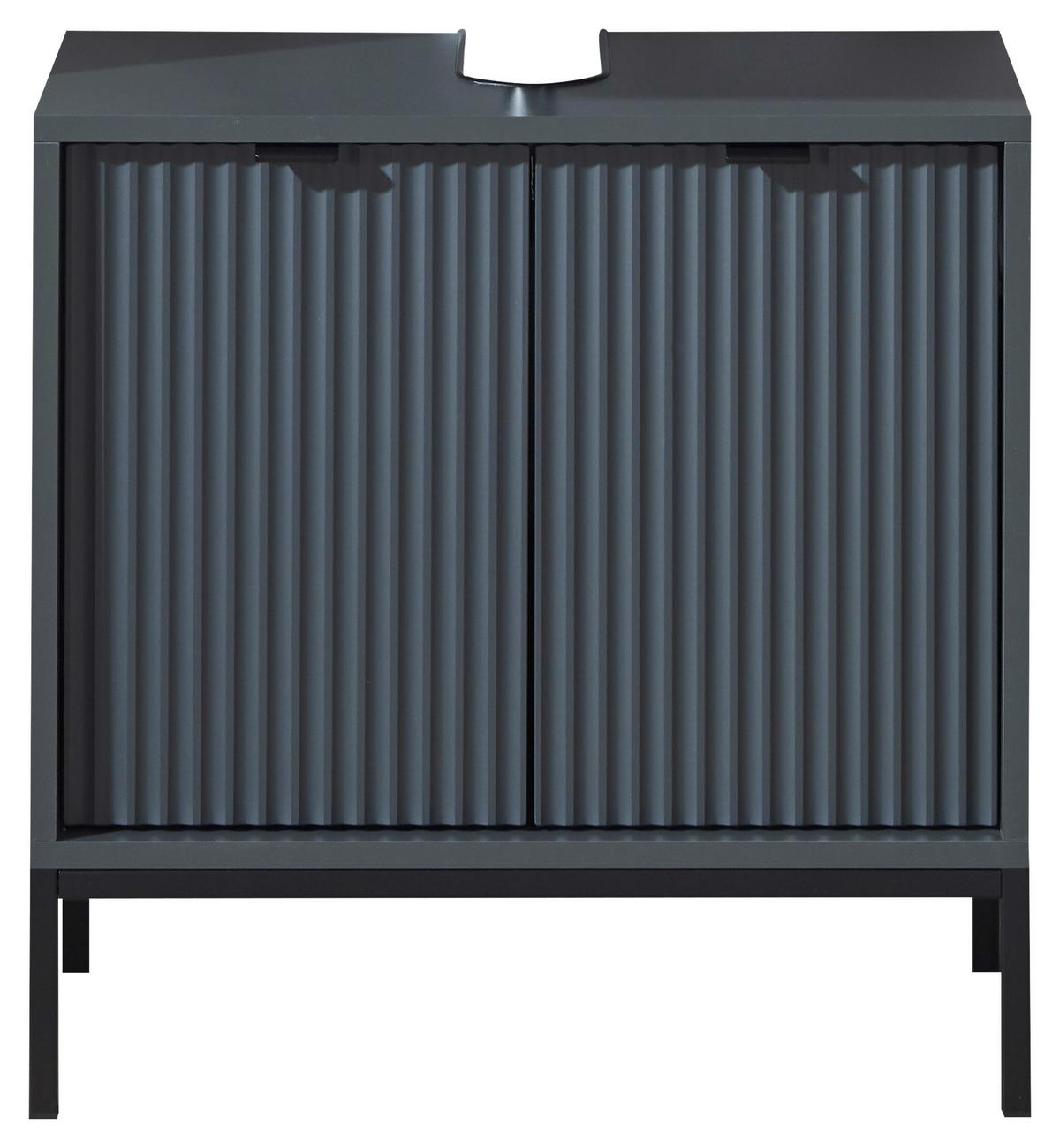 SZAFKA POD UMYWALKĘ LUCERA - antracytowy/szary, Modern, materiał drewnopochodny/tworzywo sztuczne (60/60/32cm) - MID.YOU