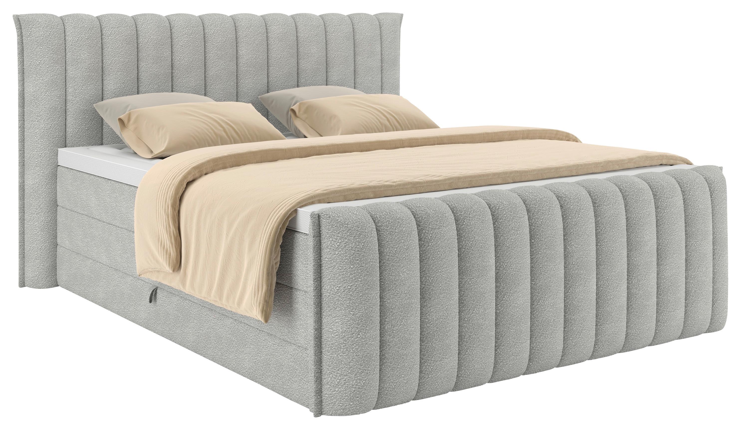 PAT BOXSPRING LINA - gri deschis, Konventionell, plastic/lemn (200/200cm) - Premium Living