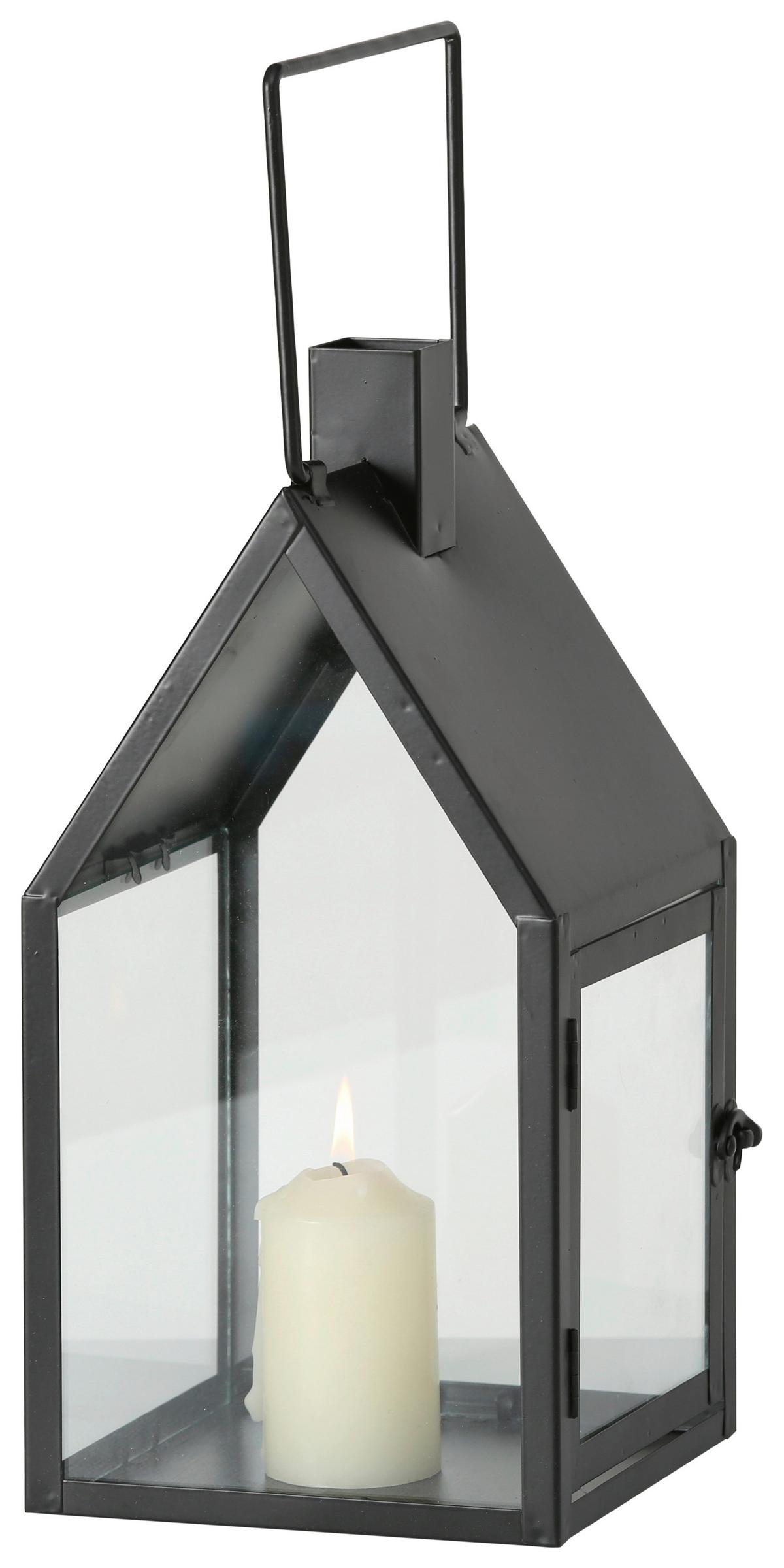 Felinar Nuovo - negru, Modern, sticlă/metal (16/33/16cm) - Premium Living