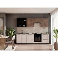 Blok Kuhinja Arona/monza - kašmir/boje oraha, Moderno, staklo/drvni materijal (260/210/60cm) - Modern Living