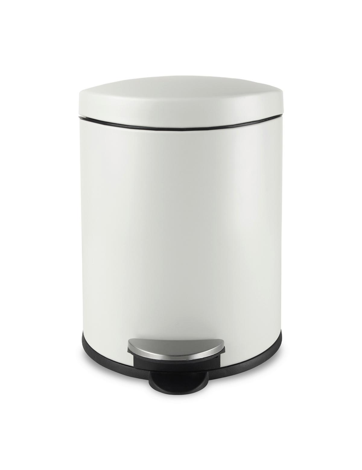 Treteimer James in Weiß ca. 5 l - Schwarz/Weiß, KONVENTIONELL, Kunststoff/Metall (20,5/29cm) - Modern Living