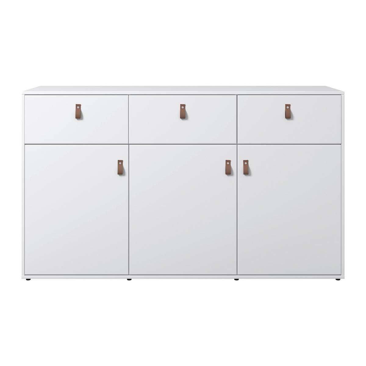 Sideboard Mick Weiß MDF - Schwarz/Braun, MODERN, Kunststoff/Textil (138/80/40cm) - Bessagi Home
