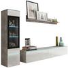 WOHNWAND VERA | BETONOPTIK/WEISS HG. - Weiß Hochglanz/Grau, LIFESTYLE, Glas/Holzwerkstoff (210/130/33cm) - P & B