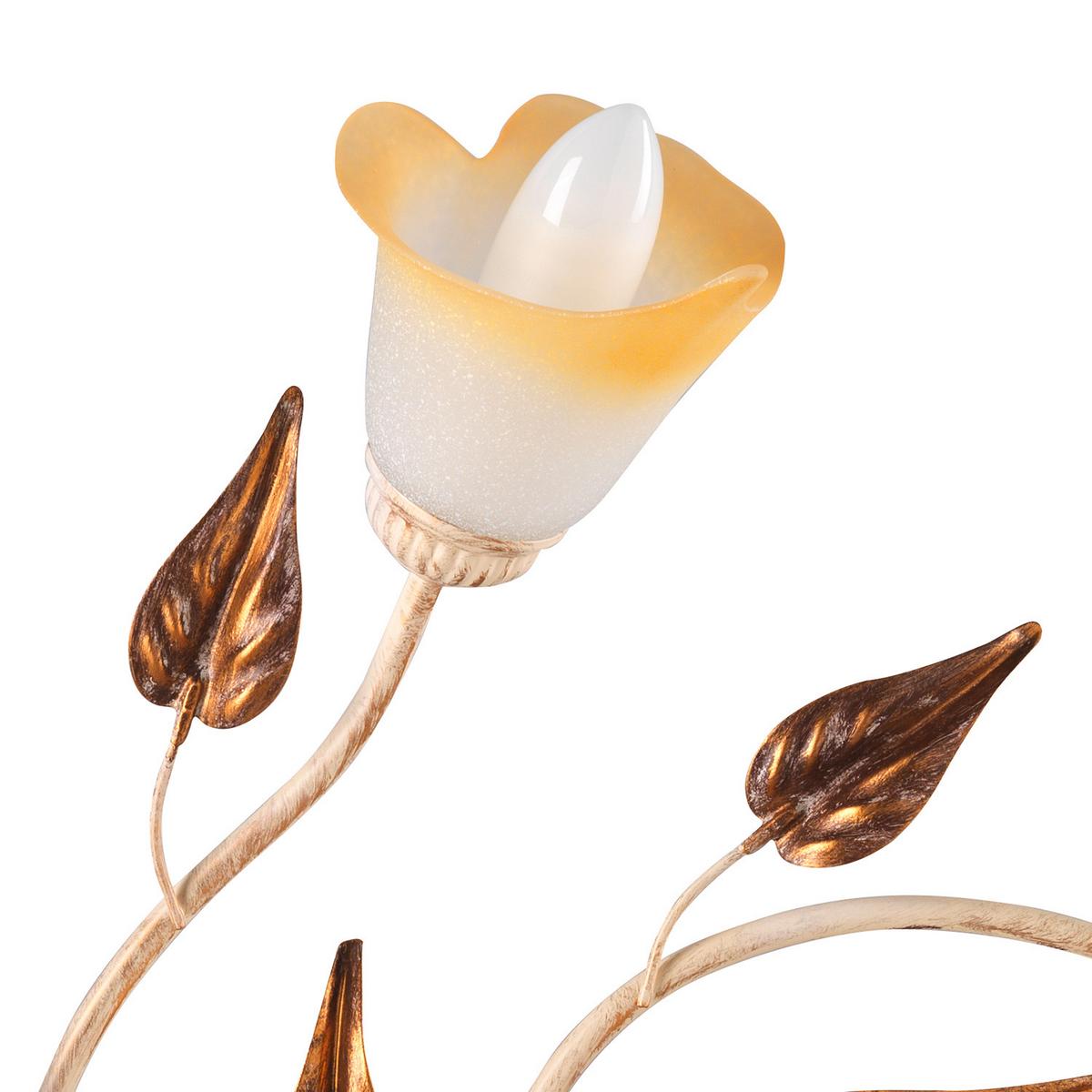 Deckenleuchte Vanda Weiß/Beige max. 6 Watt - Beige/Weiß, ROMANTIK / LANDHAUS, Glas/Metall (70/70/20cm)