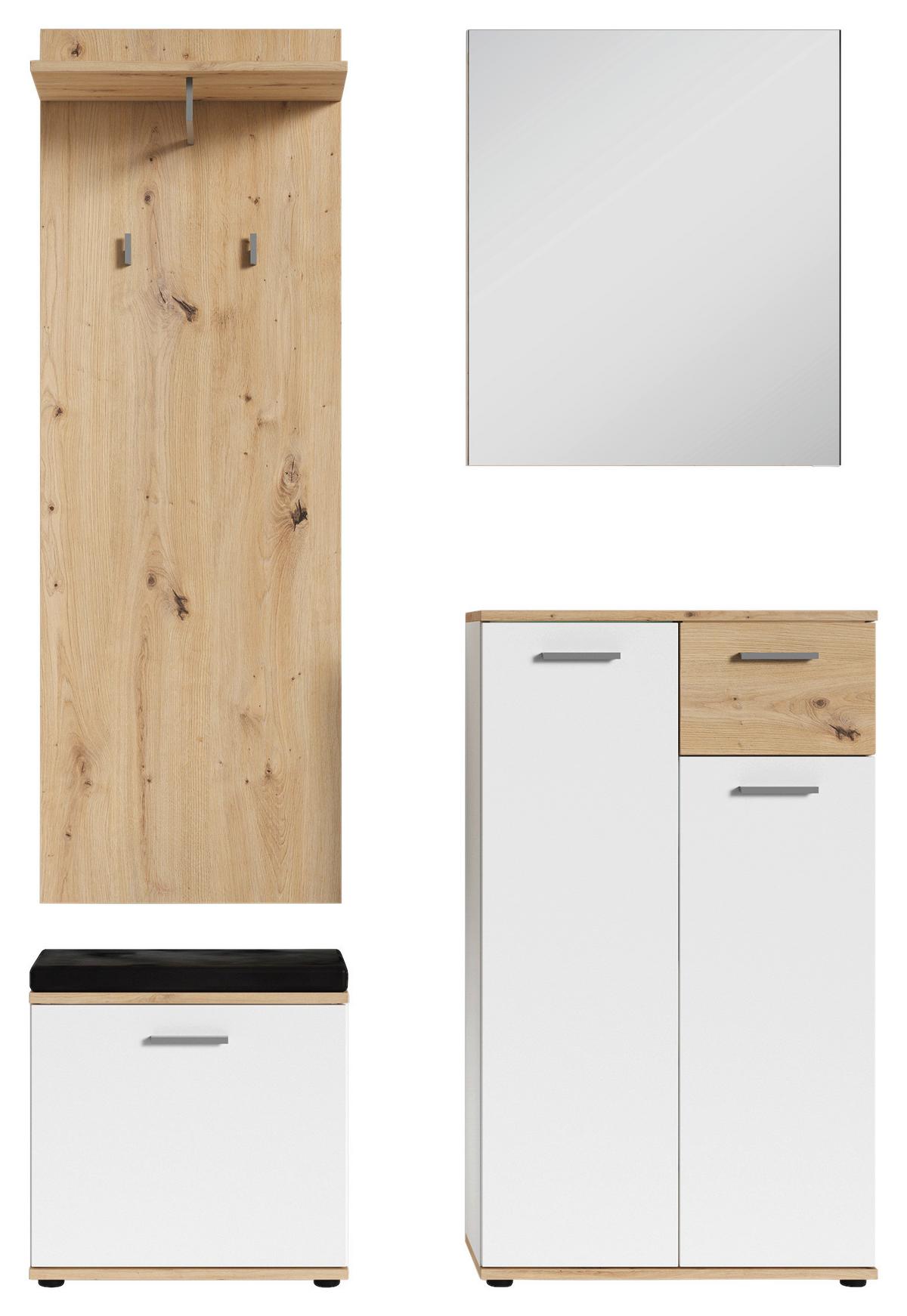 Kommode Jakob ca.60x102x30cm Weiß - Silberfarben/Weiß, LIFESTYLE, Holzwerkstoff/Kunststoff (60/102/30cm) - MID.YOU