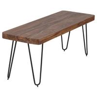 Sitzbank Bagli Sheesham - Sheeshamfarben/Schwarz, MODERN, Holz/Metall (160/46/40cm) - MID.YOU