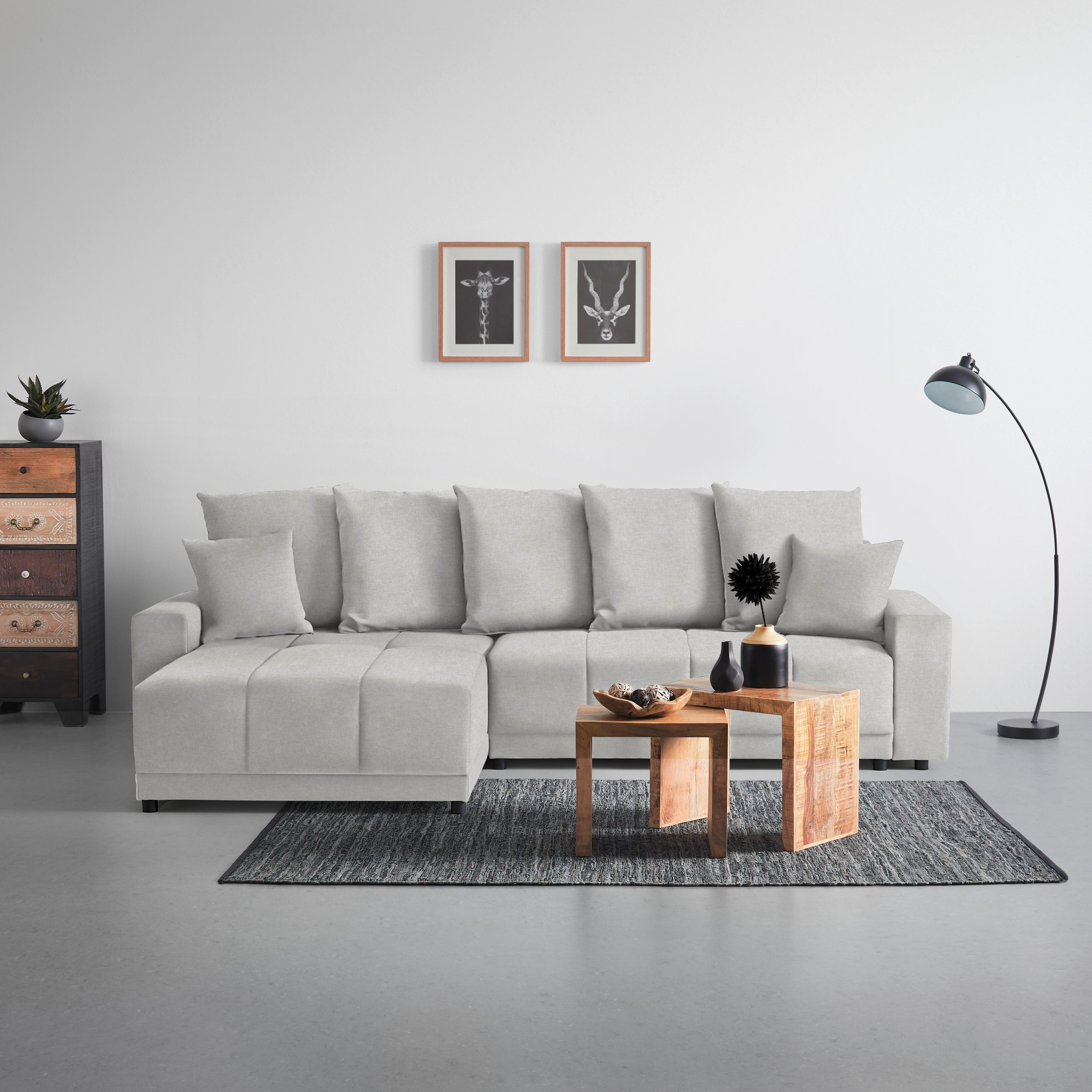 Ecksofa Alatri Hellgrau - Hellgrau/Schwarz, MODERN, Kunststoff/Textil (289/90/176cm) - Based