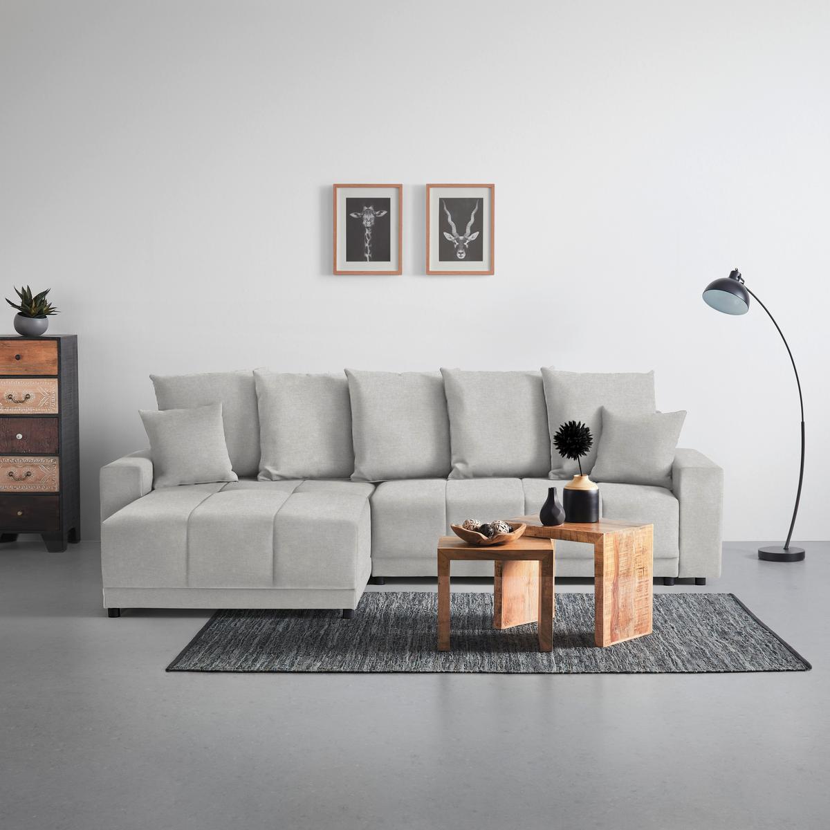 Ecksofa Alatri Hellgrau - Hellgrau/Schwarz, MODERN, Kunststoff/Textil (289/90/176cm) - Based
