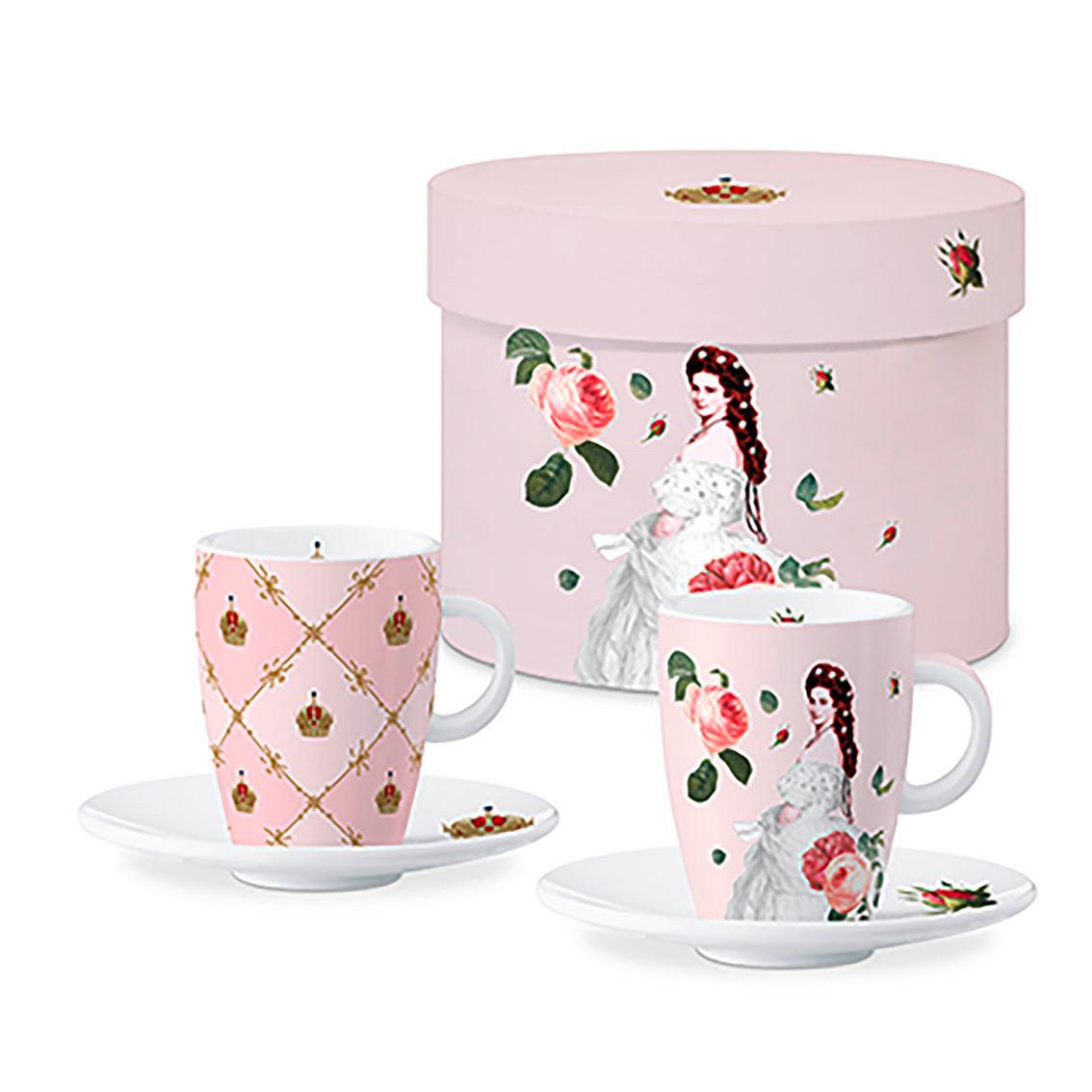 Espressotasse Sisi Rosa/Weiß ca. 350ml, 2er-Set - Weiß/Rosa, ROMANTIK / LANDHAUS, Keramik (8,5/9,5cm) - PPD
