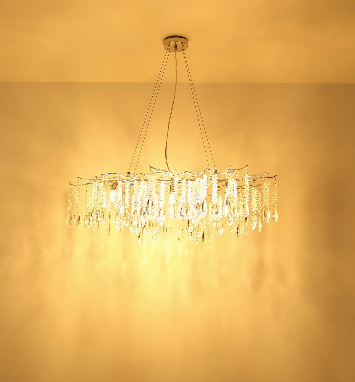 Viseća Svjetiljka Kinga - srebrne boje/prozirno, Konvencionalno, staklo/metal (150/60/120cm) - Globo