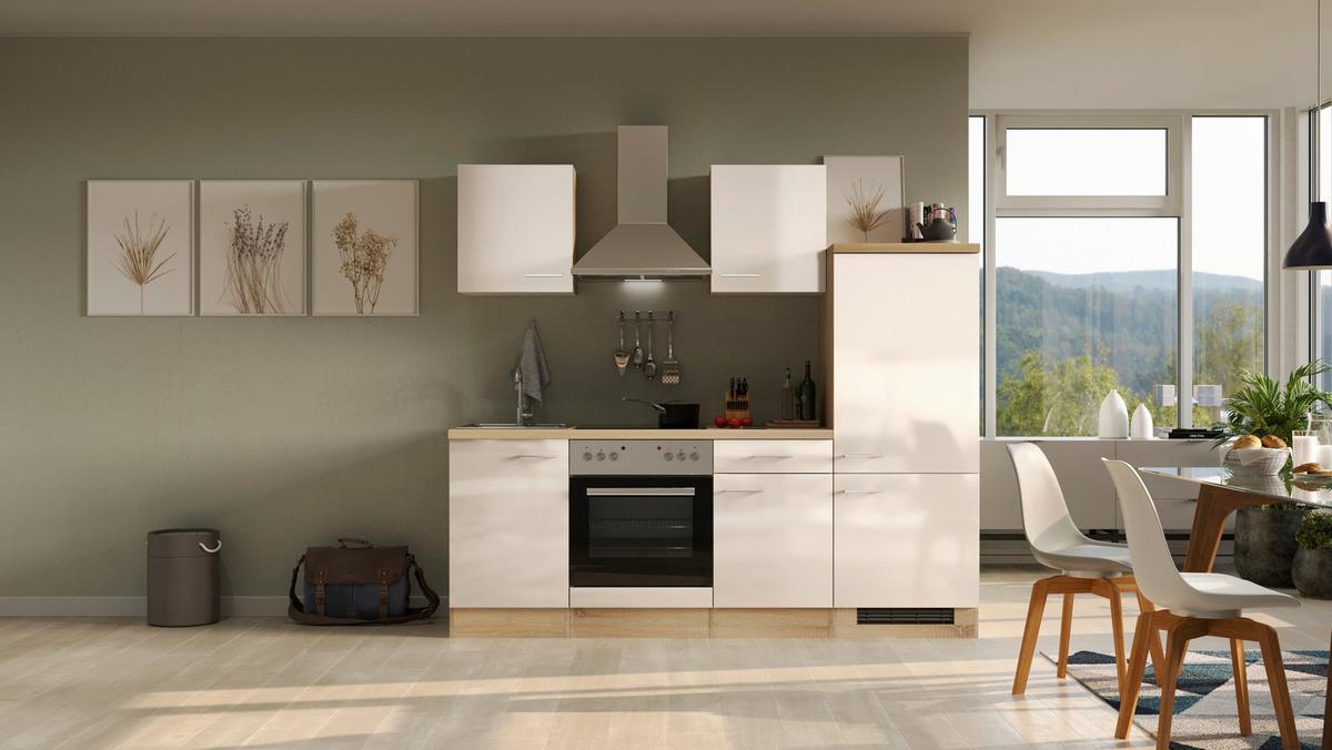 KÜCHENBLOCK NEPAL G-220-1706-002 - Kaschmir/Edelstahlfarben, MODERN, Holzwerkstoff/Metall (220cm) - FlexWell