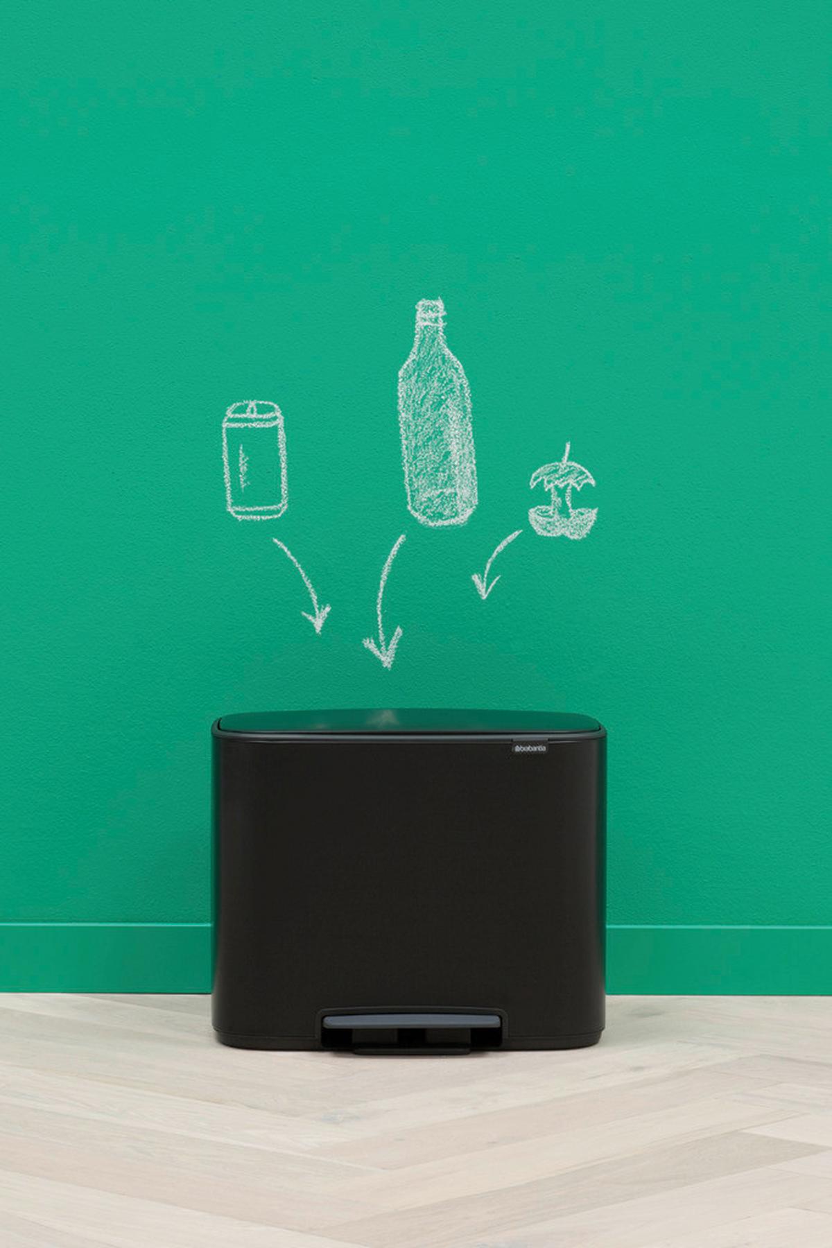 KOSZ NA ODPADY 121227 - czarny, Basics, tworzywo sztuczne/metal (54/44/36,5cm) - Brabantia