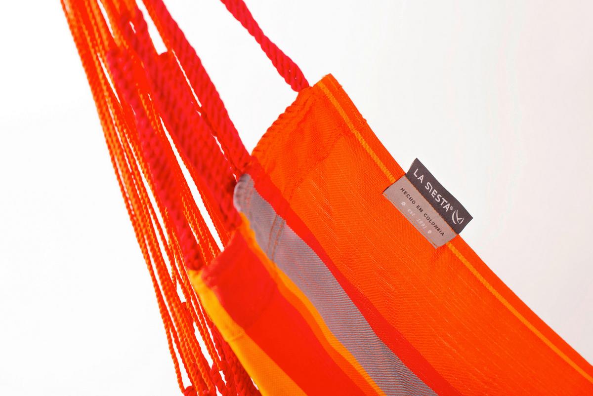 Hängesessel Comfort Hammock Echtholz Gelb/Orange/Rot/Grau - Gelb/Rot, LIFESTYLE, Holz/Textil (110/160/180cm) - La Siesta