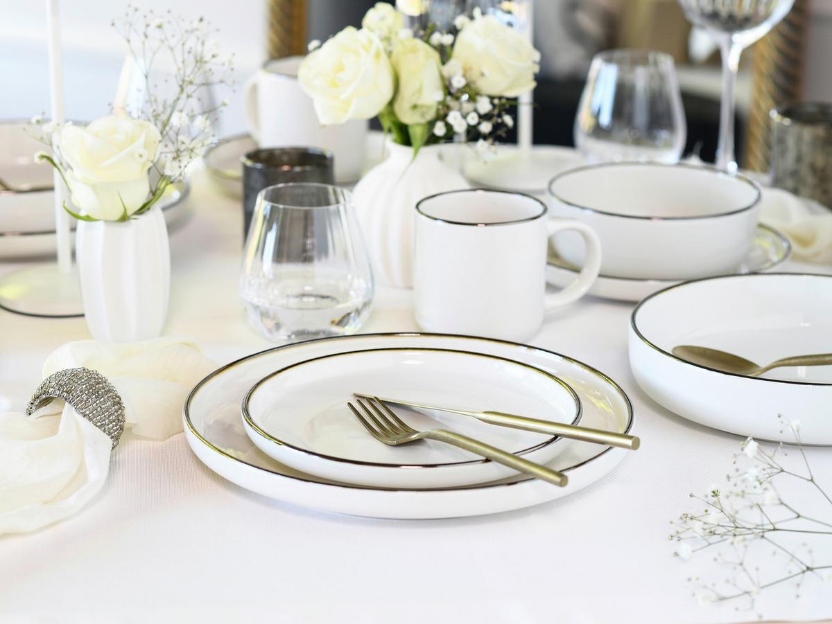 Kombiservice 24794 Nordic Festive Creme - Goldfarben/Creme, Basics, Keramik - Creatable