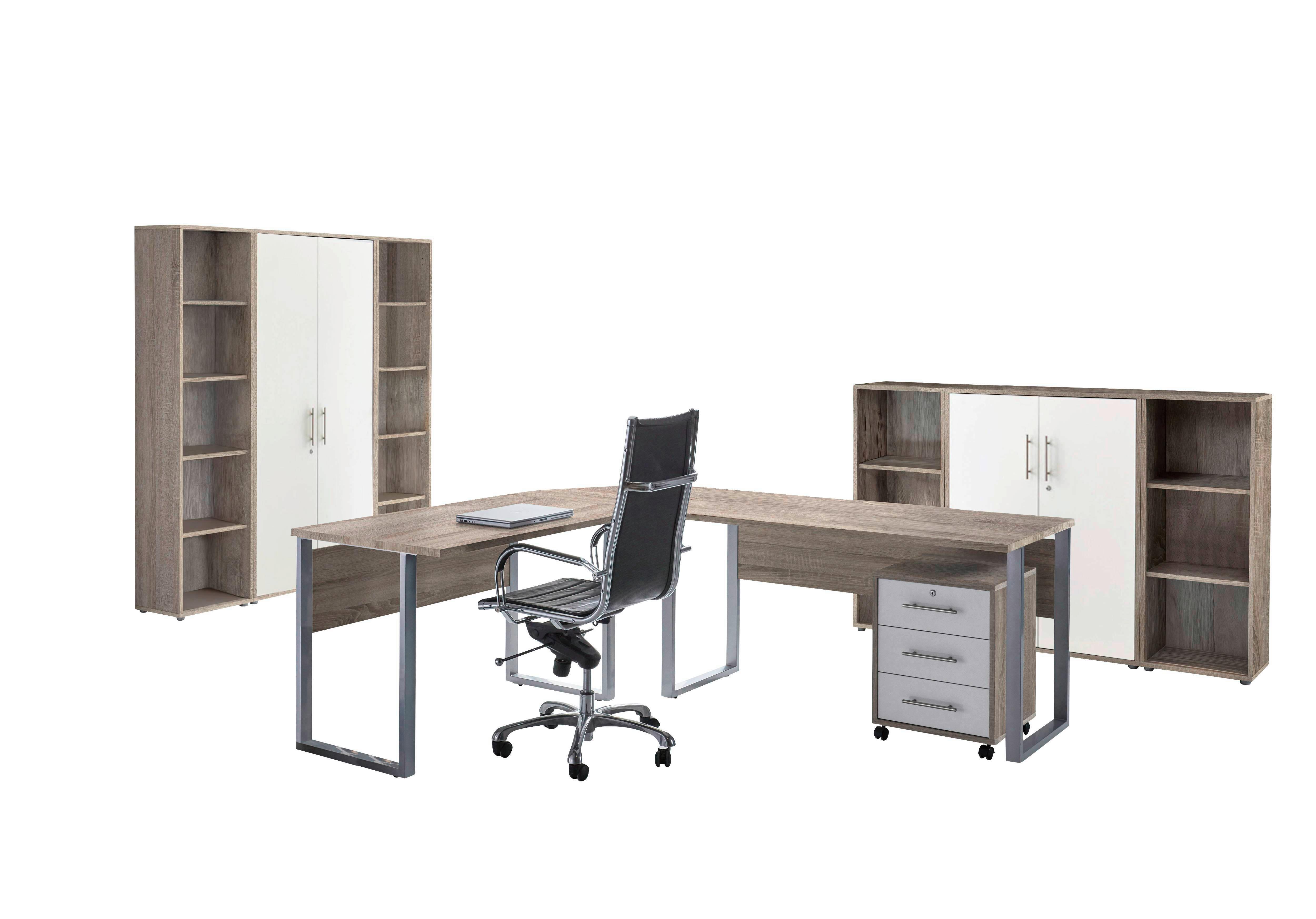 Büro Office Edition Set 5 Weiß/Sonoma Eiche - Weiß/Sonoma Eiche, MODERN, Holzwerkstoff - MID.YOU