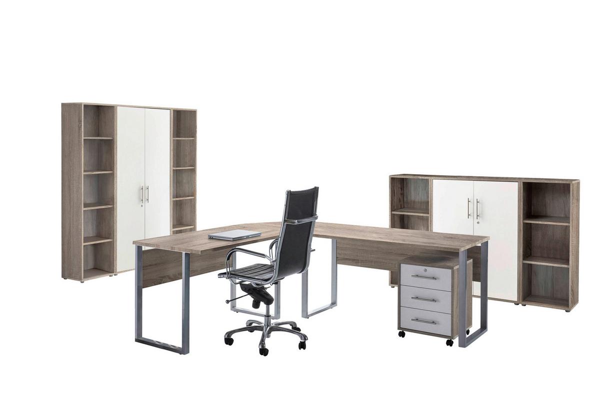 Büro Office Edition Set 5 Weiß/Sonoma Eiche - Weiß/Sonoma Eiche, MODERN, Holzwerkstoff - MID.YOU