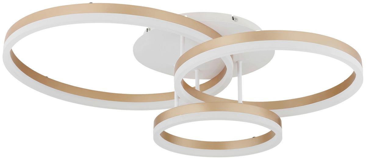 LED-Deckenleuchte Christian Opal/Champagnerfarben max. 36W - Champagner/Opal, Basics, Kunststoff/Metall (77,5/58,5/17,5cm)