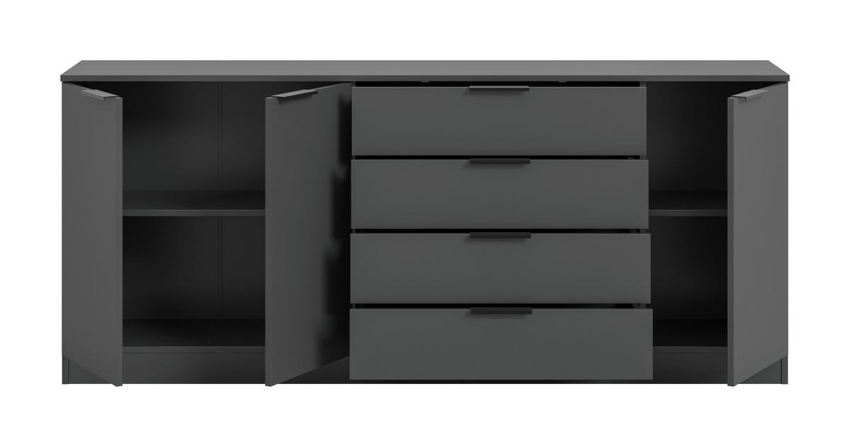 Kommode Kopenhagen Anthrazit - Anthrazit/Schwarz, Design, Holzwerkstoff/Kunststoff (185/79/35cm) - Livetastic