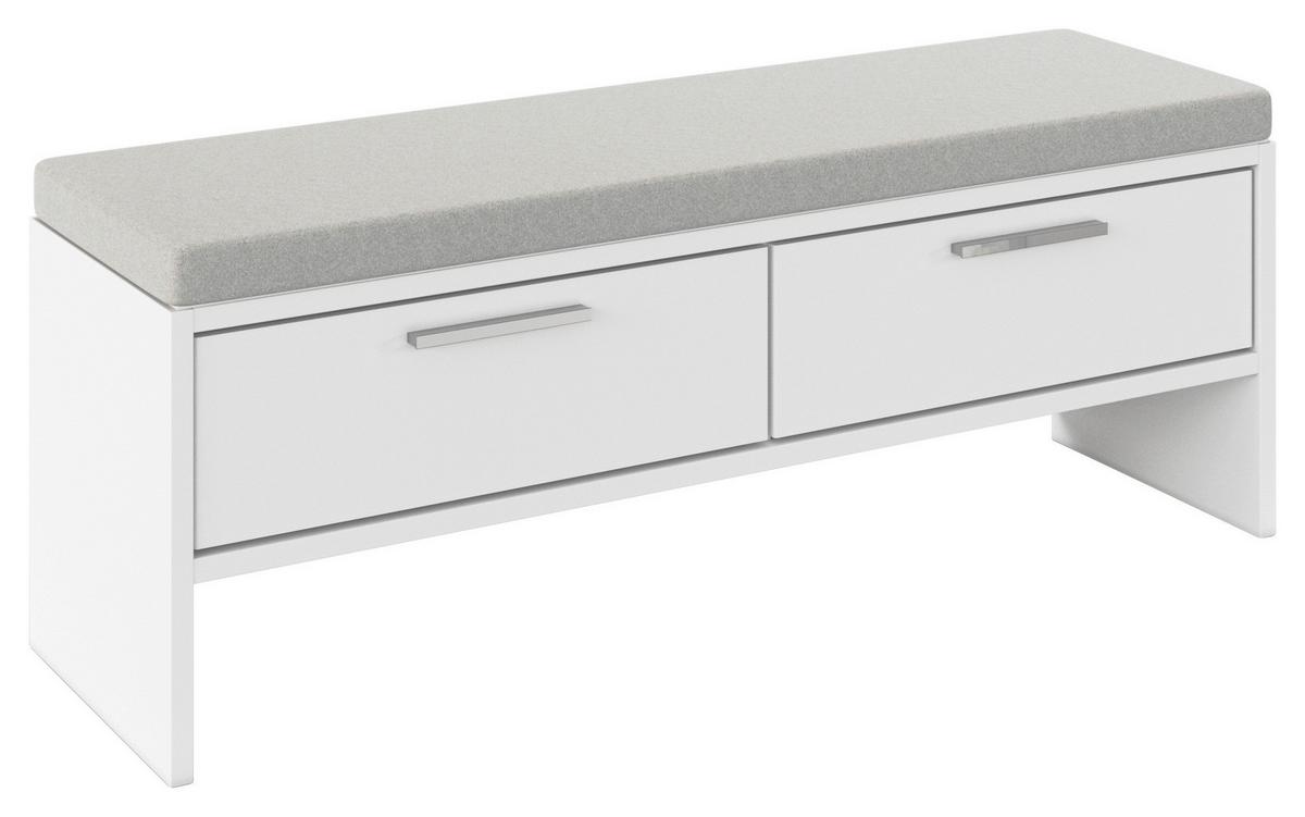 Bettbank Caspio Weiß - Weiß, KONVENTIONELL, Holzwerkstoff/Textil (125/48/37cm) - Premium Living