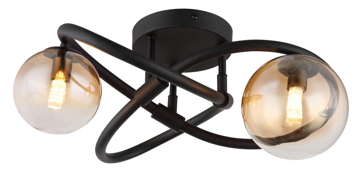 Led Plafonjera 56141-2d - prozirna/crna, Dizajnerski, staklo/metal (41/20cm) - Globo