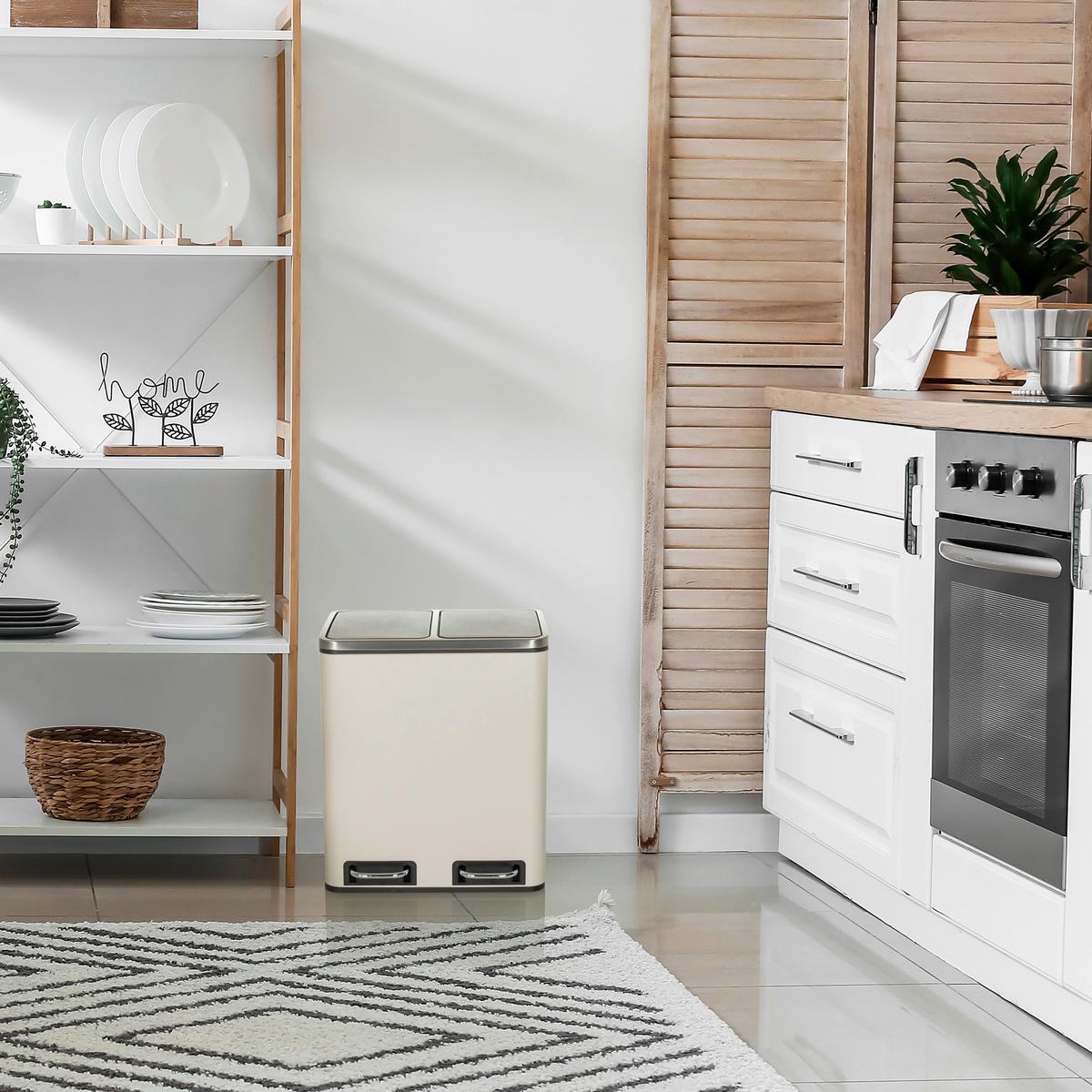 Abfallsammler Clean IX Beige/Schwarz - Beige/Schwarz, MODERN, Kunststoff/Metall (41,5/48/32cm) - MID.YOU