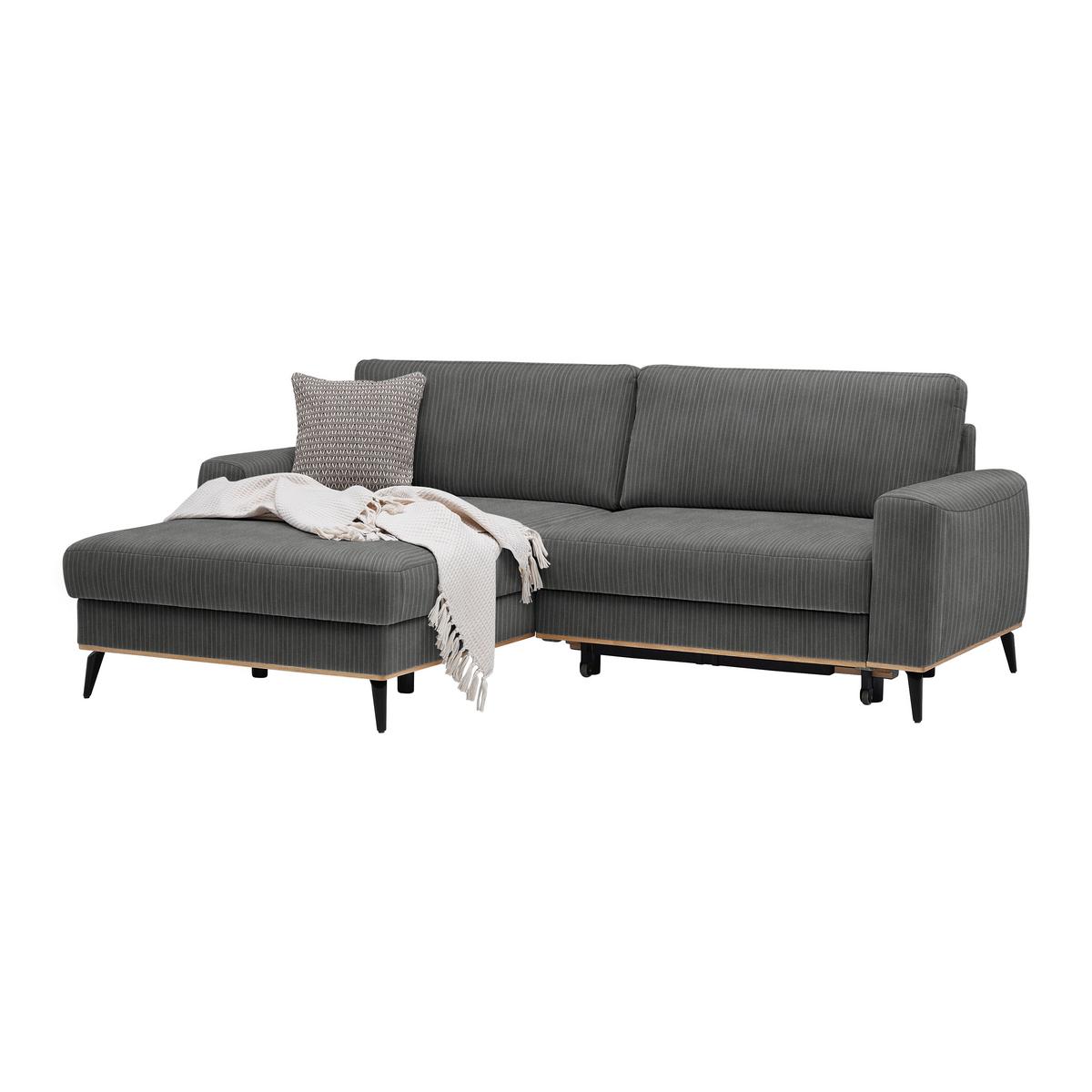 Wohnlandschaft Romeo Graphitfarben - Graphitfarben/Schwarz, KONVENTIONELL, Textil/Metall (167/87/234cm) - Zandiara