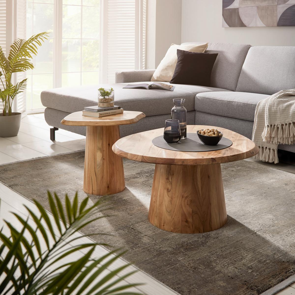 COUCHTISCHSET TREE -TREND- - Akaziefarben, Modern, Holz (80/55/40/45/80/55cm) - Premium Living