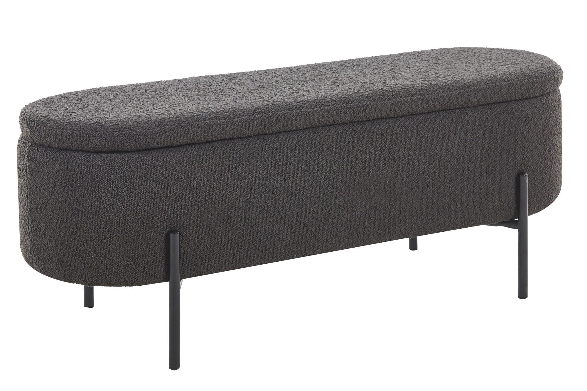 Klop Bouclé, Antracit - črna/antracit, Moderno, kovina/tekstil (110/44/40cm) - Livetastic