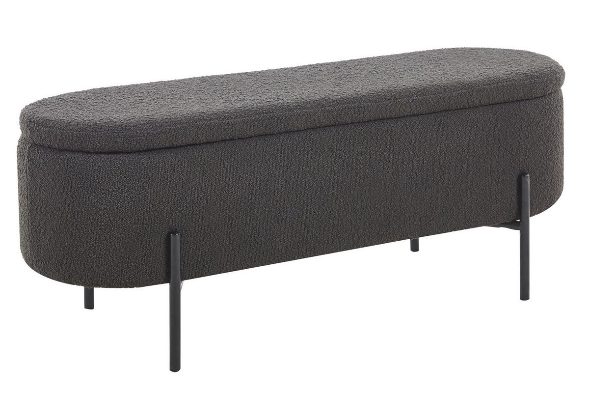 Klop Bouclé, Antracit - črna/antracit, Moderno, kovina/tekstil (110/44/40cm) - Livetastic