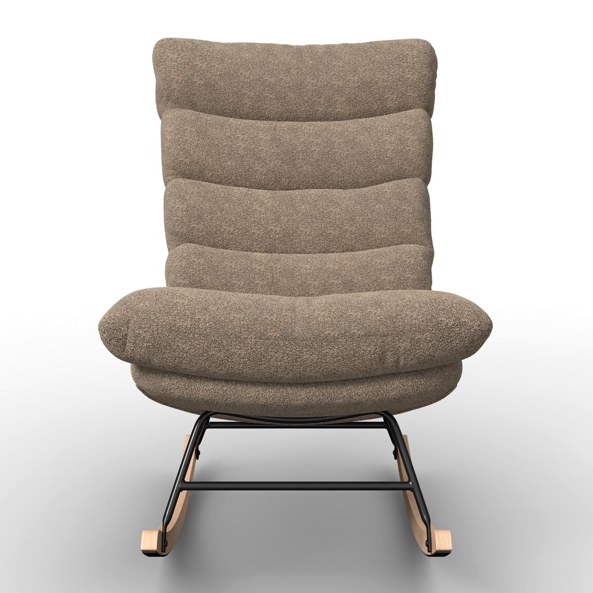 Schaukelsessel Devin Braun Webstoff - Hellbraun/Naturfarben, MODERN, Holz/Textil (70/100/106cm)