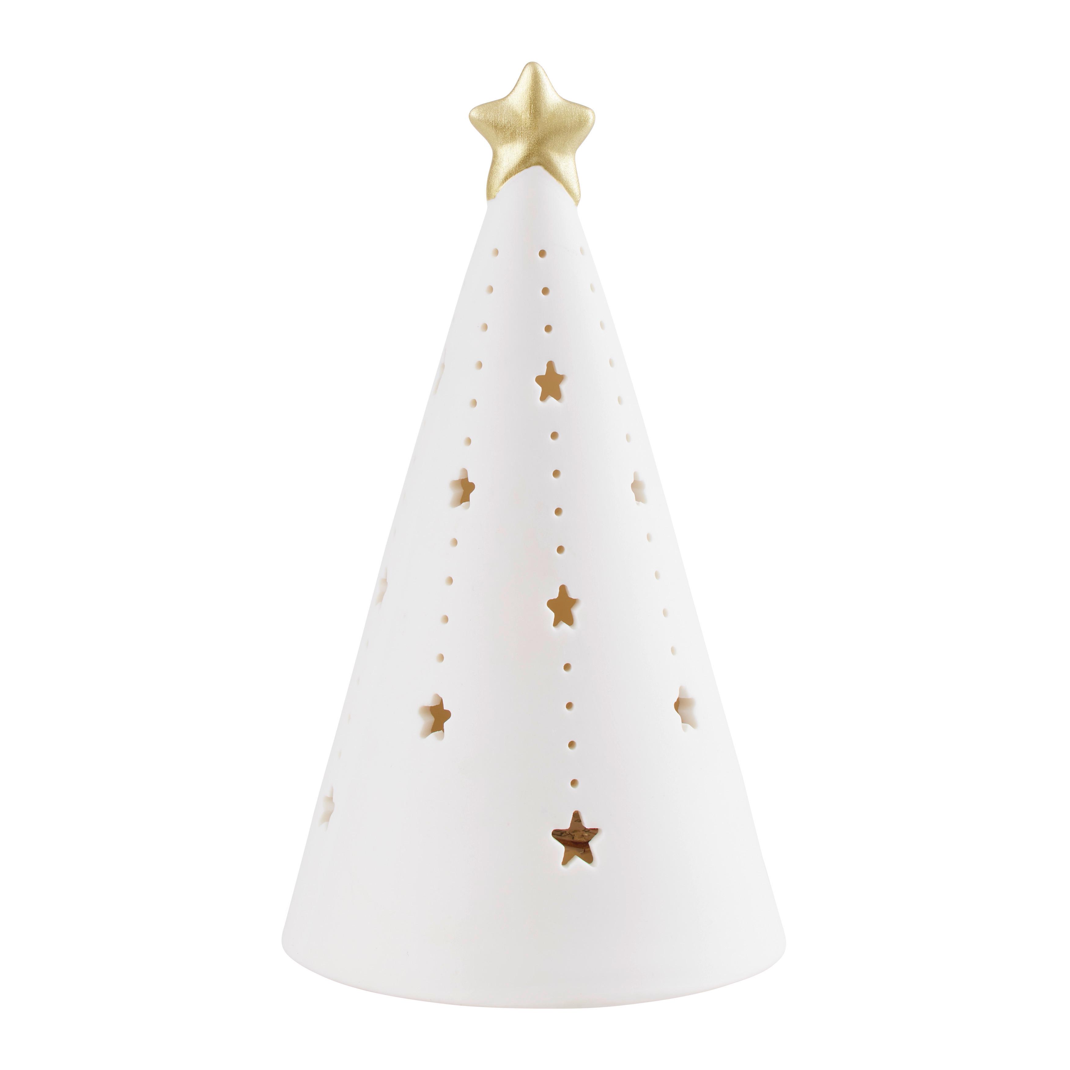 Dekobaum Lizzy Weiss matt - Weiss, Konventionell, Keramik (7,6/13,5cm) - Modern Living