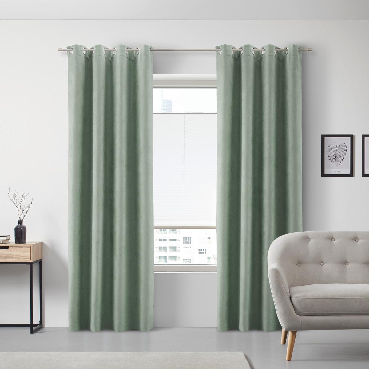 Ringlis Készfüggöny Velours 140/245 - zöld, Konventionell, textil (140/245cm) - Modern Living