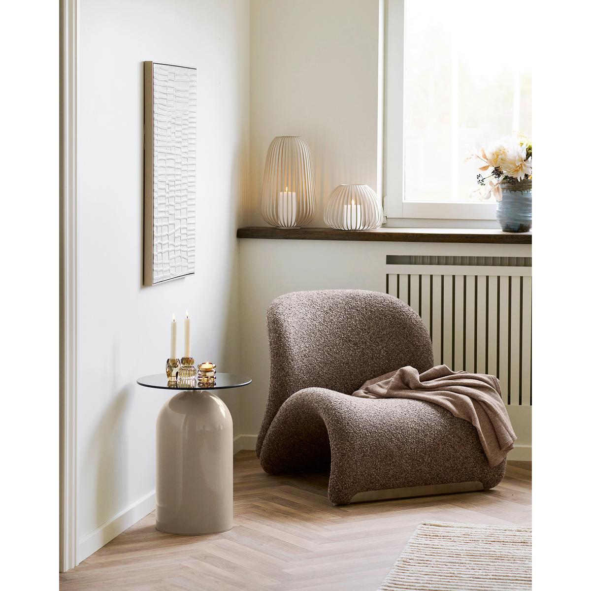Laterne Stoense Lantern Beige - Beige, Basics, Metall (24,5/40/24,5cm)