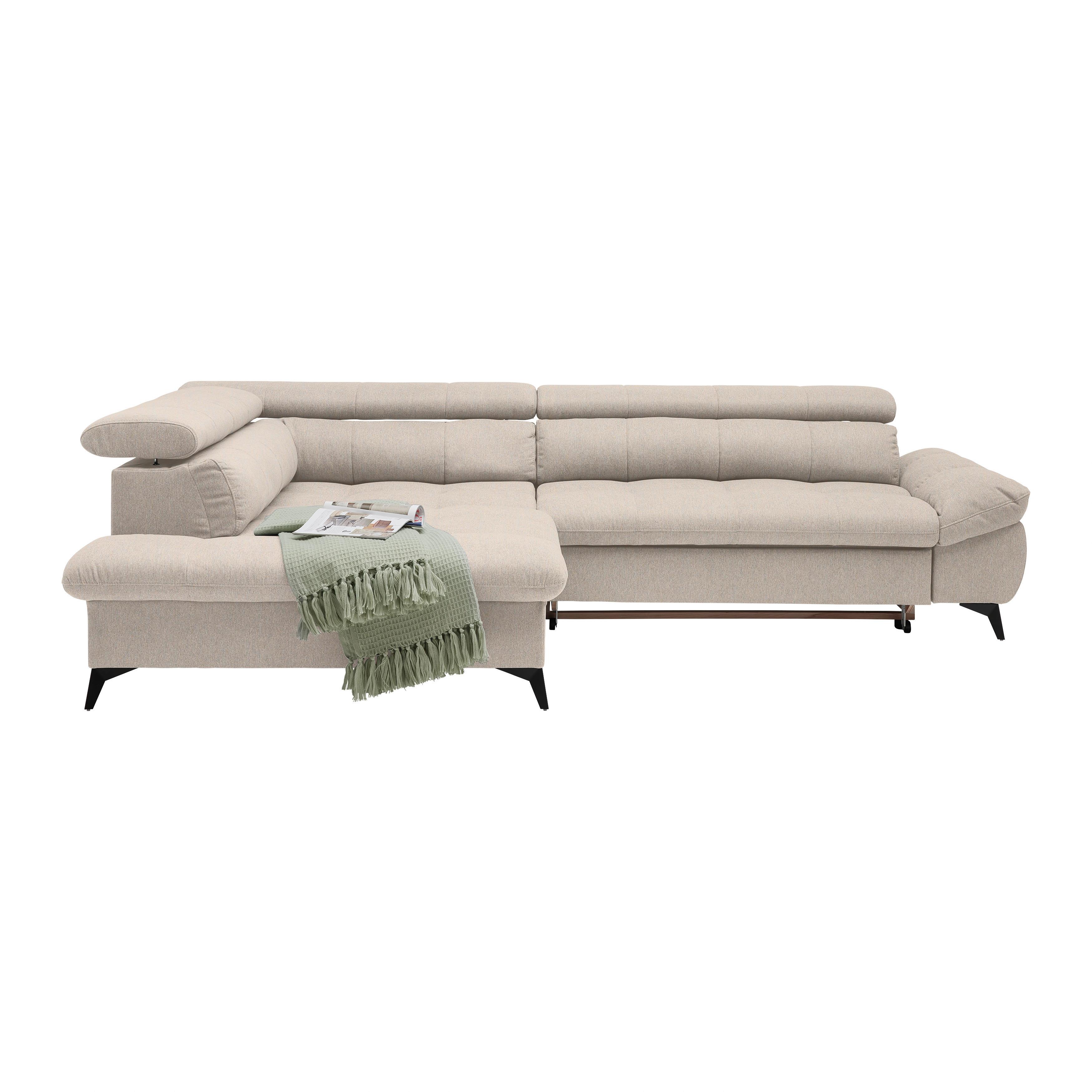 Wohnlandschaft Alberto Beige - Beige/Schwarz, MODERN, Textil/Metall (296/78/201cm) - Mömax