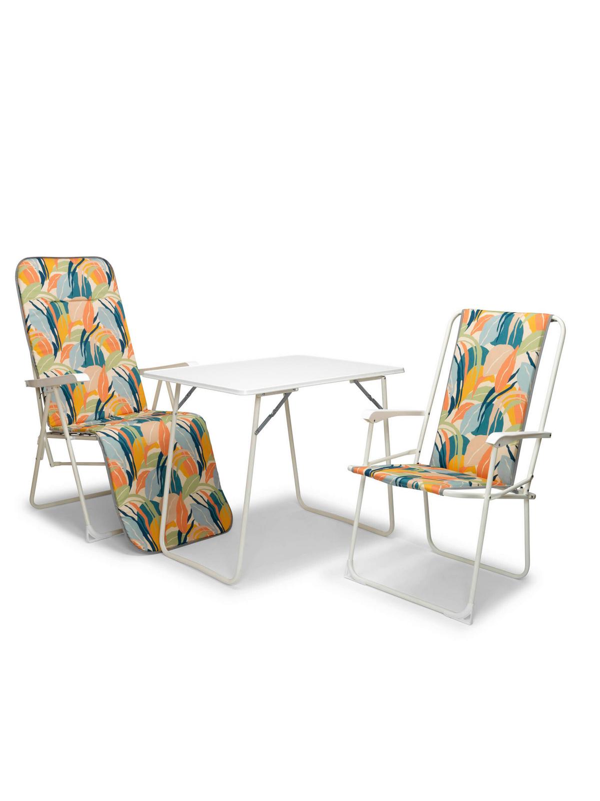 Relaxliege Chiemsee Multicolor/Weiß - Multicolor/Weiß, Basics, Textil/Metall (58/108/75cm) - Gardenson
