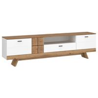 Comodă TV ORETA - alb/culoare lemn stejar, Modern, material pe bază de lemn (216/61,7/45cm) - Modern Living