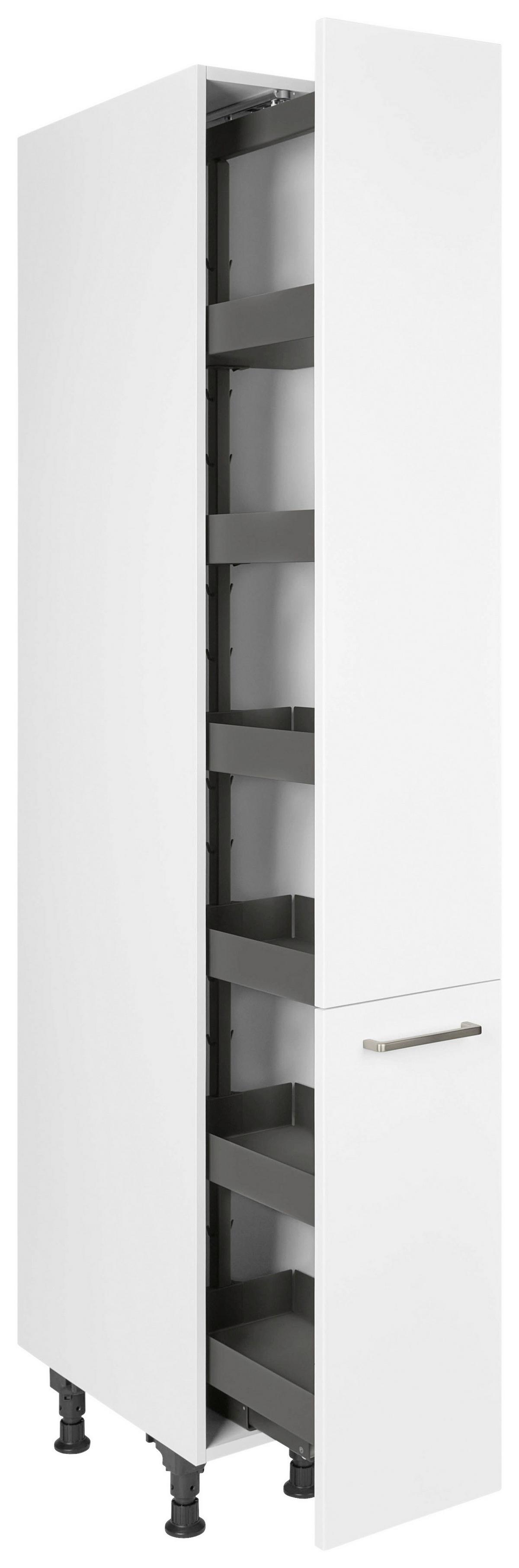 Apothekerschrank Touch Weiß - Edelstahlfarben/Weiß, MODERN, Holzwerkstoff/Metall (30/216,6/58cm) - Nobilia