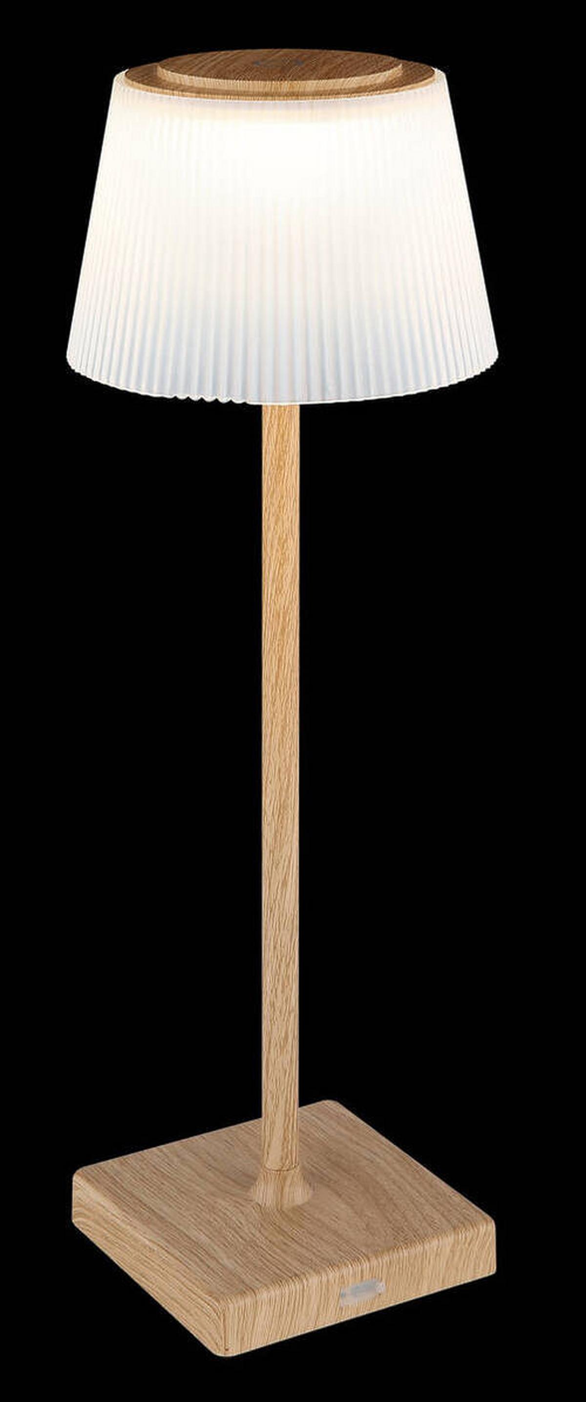Akku-Tischleuchte Gregoir Braun/Weiß max. 4 Watt - Braun, Natur, Kunststoff/Metall (13/38cm) - Globo