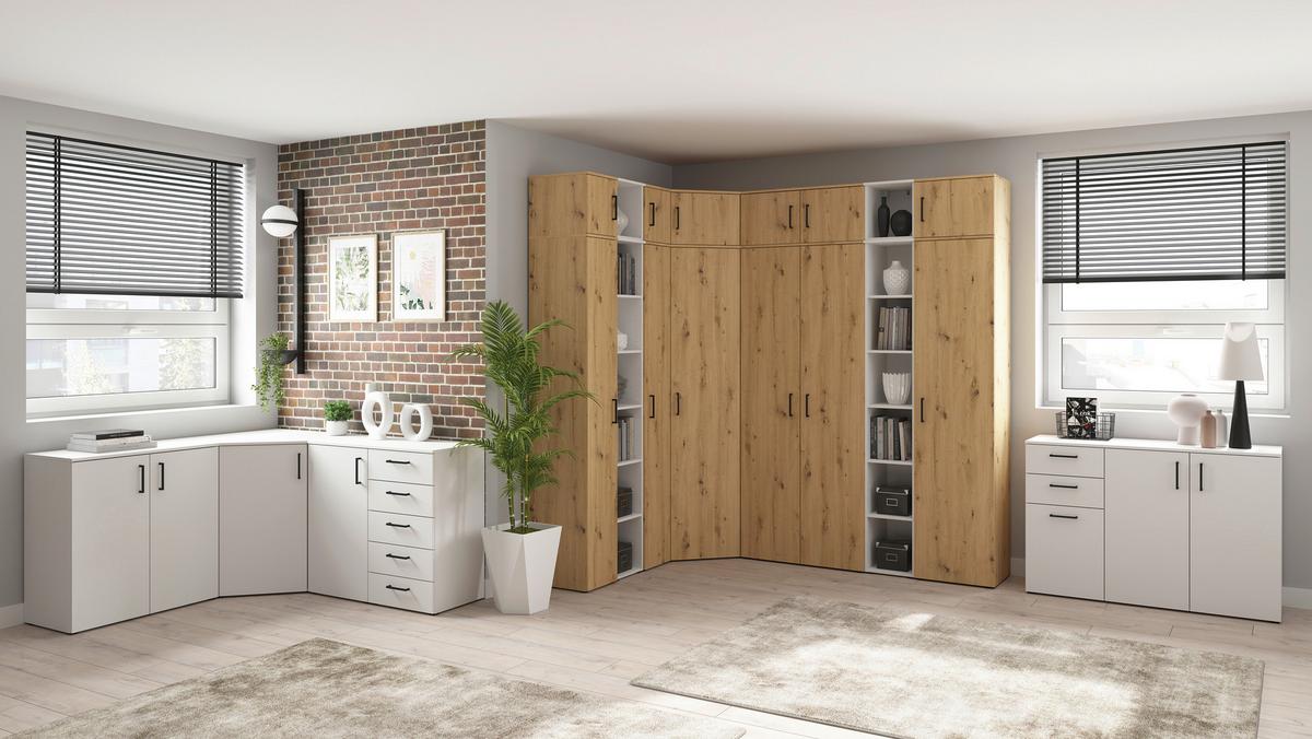 Komoda Multi - bela/crna, Moderno, pločasti materijal/plastika (120/83/40cm) - Modern Living