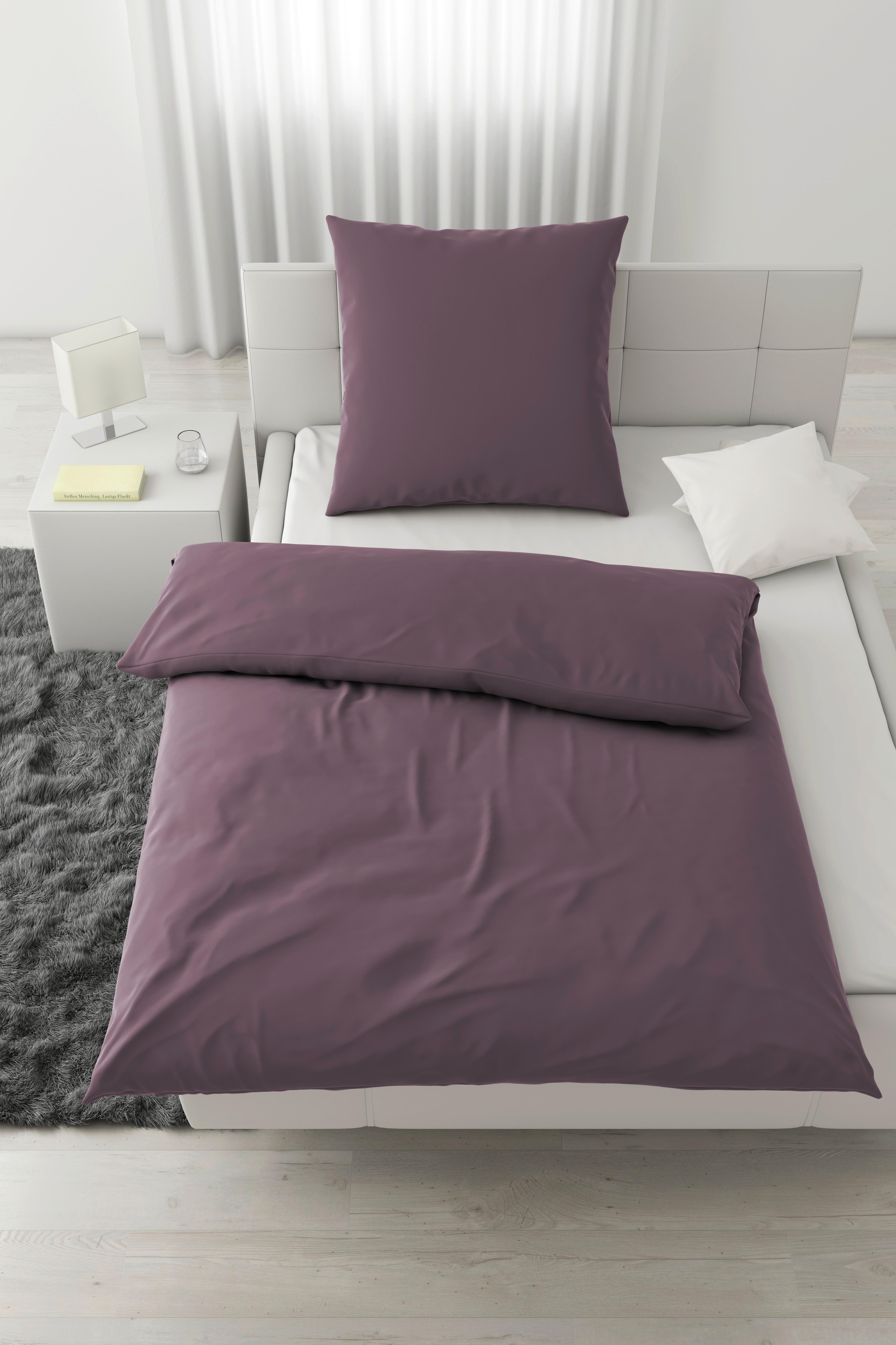Bettwäsche Bio-Sophia Uni Lila ca. 135x200cm - Lila, Natur, Textil (135/200cm) - ecoTree