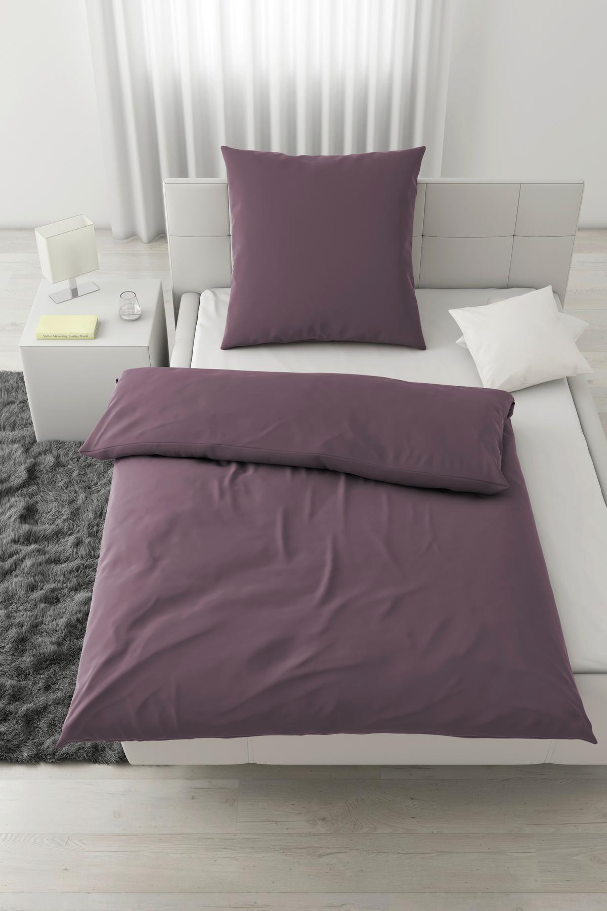 Bettwäsche Bio-Sophia Uni Lila ca. 135x200cm - Lila, Natur, Textil (135/200cm) - ecoTree