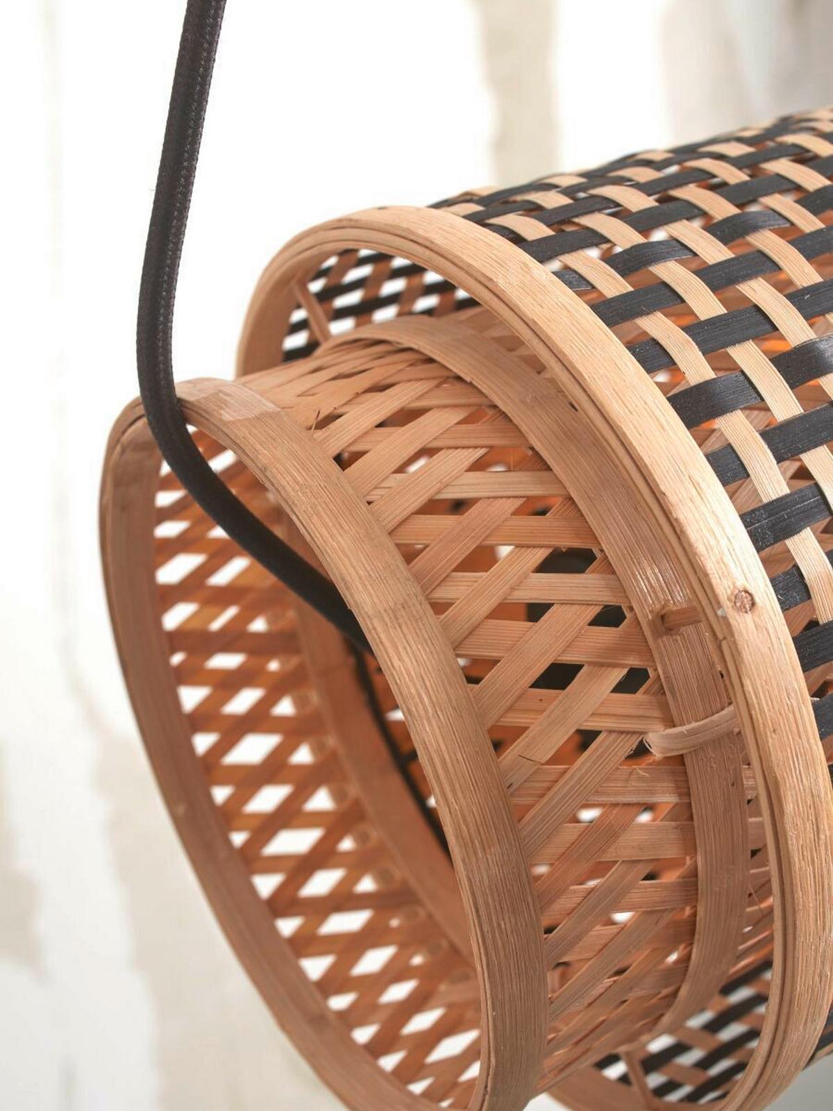 Viseča Svetilka Bhutan, Črna, Bambus - črna/naravne barve, Trend, les (85/15/15cm) - Good & Mojo