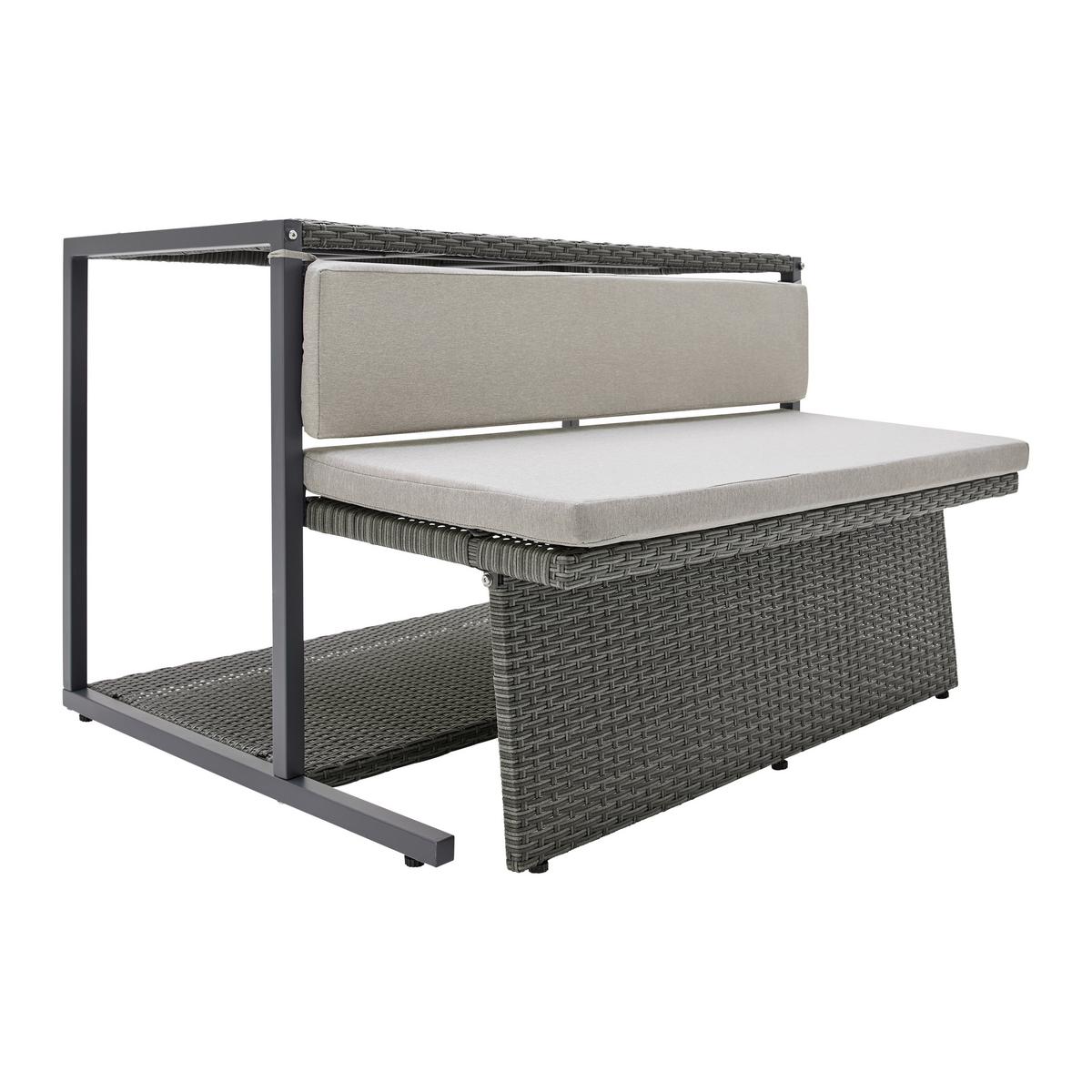 Balkonszett Mario - világosszürke/szürke, Modern, műanyag/textil (120/75/105cm) - Bessagi Garden